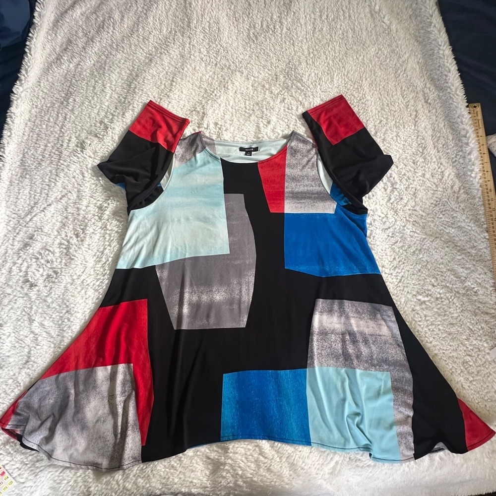 Alfani Woman 1X Tunic Top Geometric Block Print Plus - Picture 2 of 10